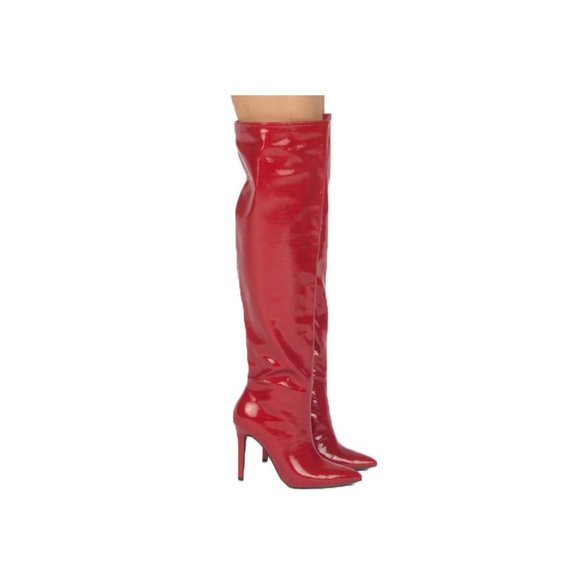 Red Knee High Boots Size 9 - Picture 3 of 4